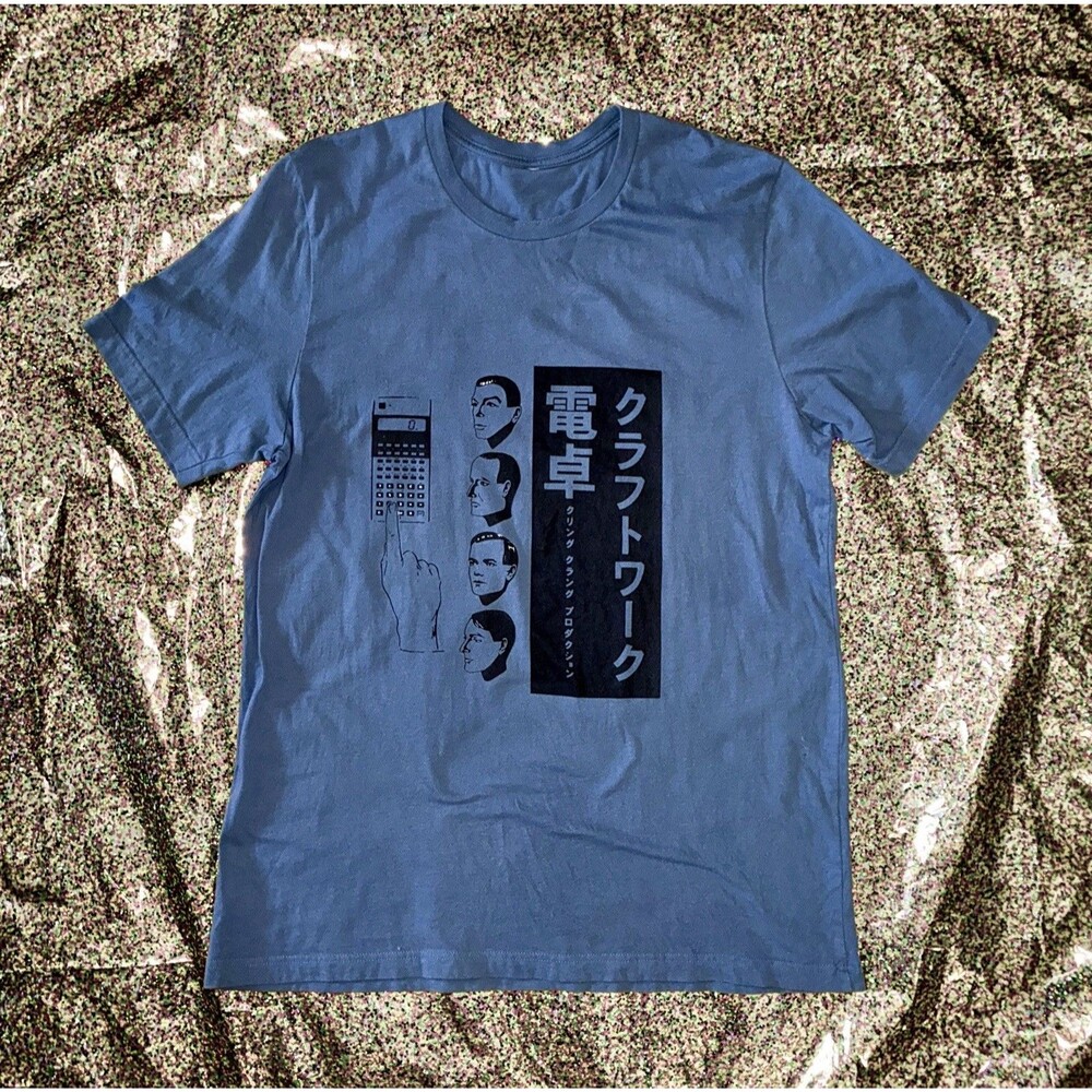 Kraftwerk Techno Electronica German Band T-shirt L Blue Rare Pocket Calculator